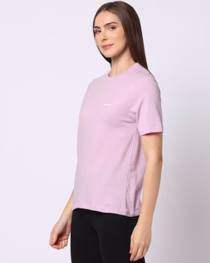 Women Periwinkle Regular Fit Crew-Neck T-Shirt