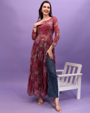 Floral Print Tunic with Full Sleeves